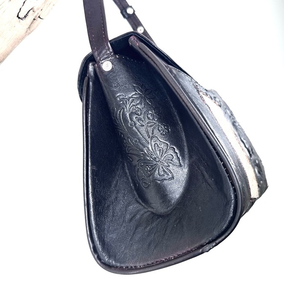 SHOULDER BAG LUCKY HORSE Embossed Crossbody Western Style Vintage Tooled Leather - Picture 5 of 8